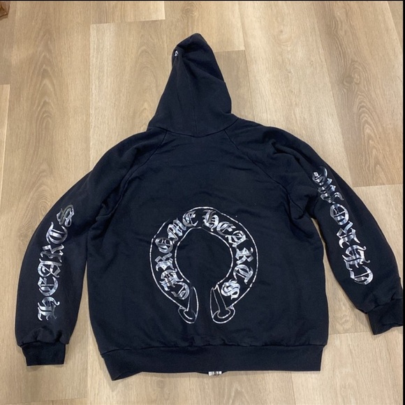 VINTAGE CHROME HEARTS HORSESHOE BLACK & WHITE HOODIE SIZE XL